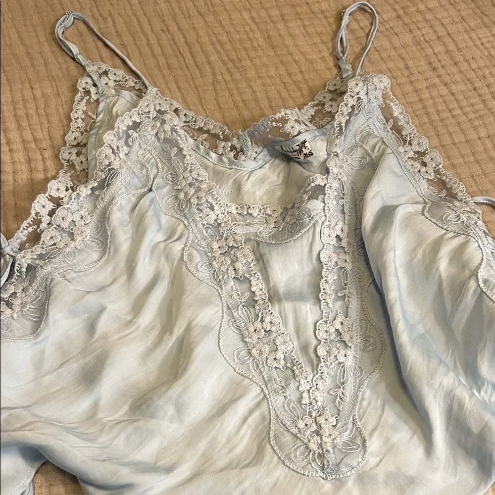FP S Light Blue Lace Trim Camisole